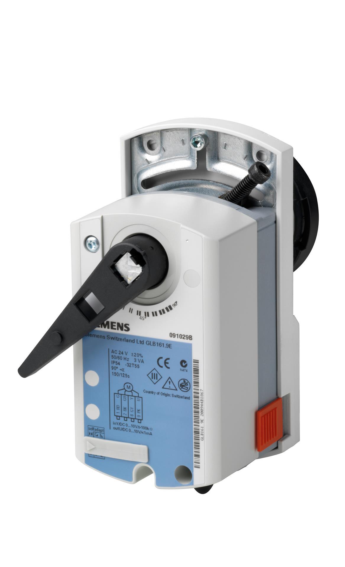 Siemens GLB161.9E Elektromotorik Döner Aktüatör (Küresel Vanalar için, Yay Geri Dönüşsüz, AC/DC 24 V, 10 Nm, 150 s)