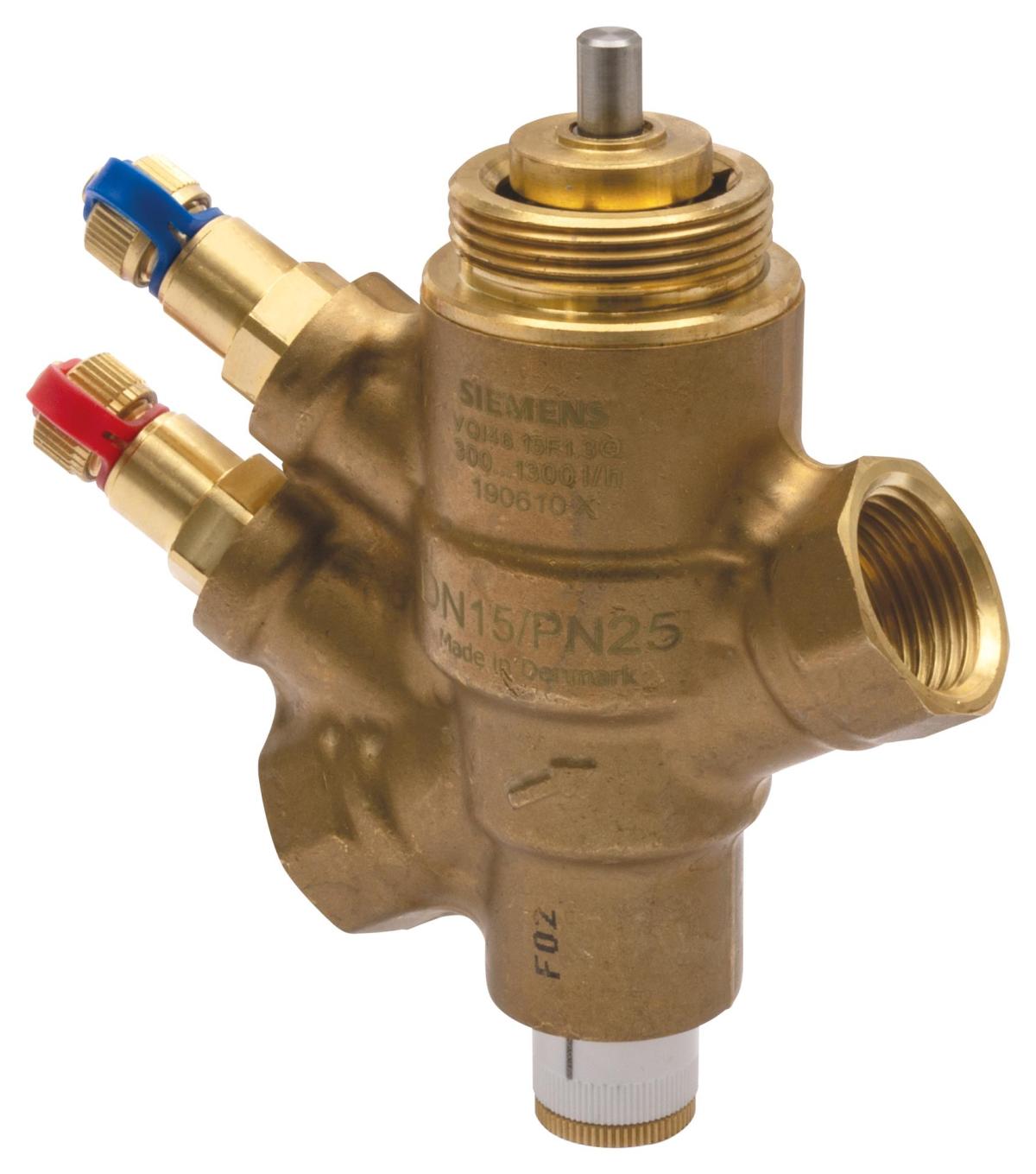 Siemens VQI46.20F1.5Q İç Dişli On/Off Basınçtan Bağımsız Kontrol Vanası PICV (DN20, PN25, 320-1500 l/h, Ölçüm Nipelli)