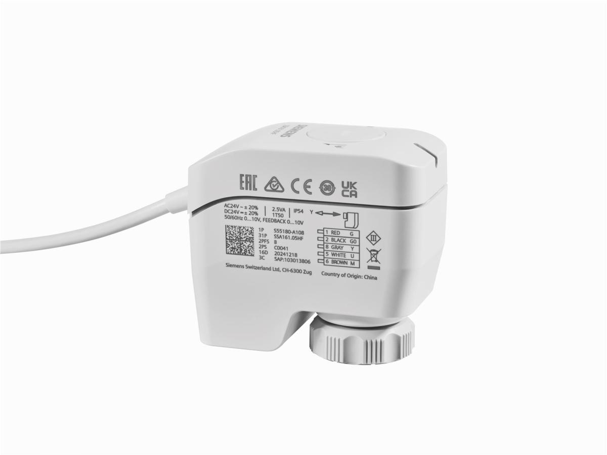 Siemens SSA161.05HF Elektromotorik Aktüatör (100 N, 6,5 mm, AC/DC 24 V, DC 0-10 V, 25 s)