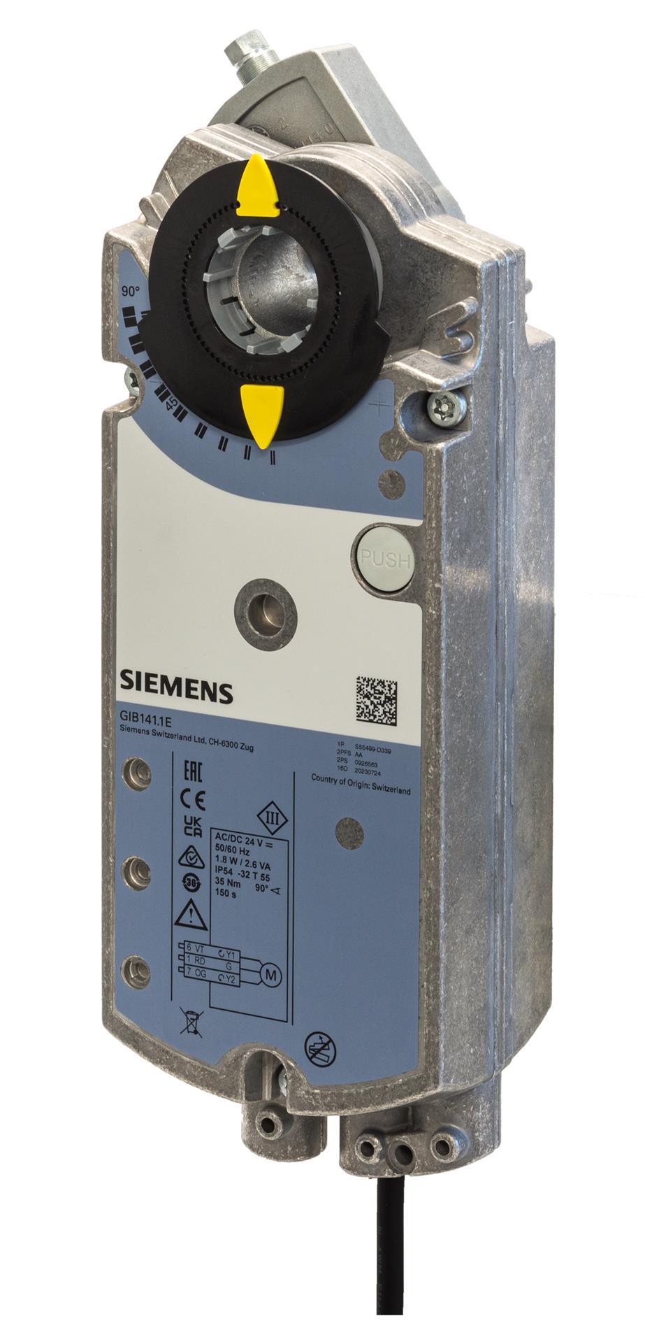 Siemens GIB341.1E Döner Damper Motoru (35 Nm, 6 m², Yay Geri Dönüşsüz, AC 100-240 V, 150 s)