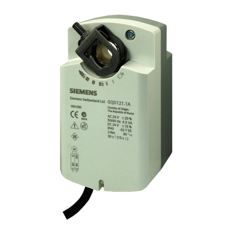 GQD121.1A Yay Geri Dönüşlü Döner Damper Motoru (2 Nm, 0,3 m², AC/DC 24 V, 2 Konumlu, 30/15 s)