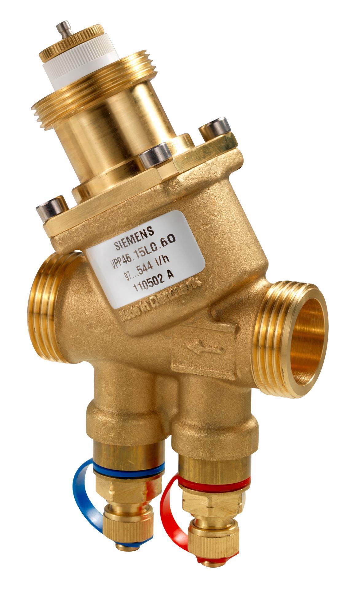 Siemens VPP46.15F1.4Q Dış Dişli Basınçtan Bağımsız Kombine Balans ve Kontrol Vanası PICV (DN15, PN25, 220-1330 l/h, Ölçüm Nipelli)